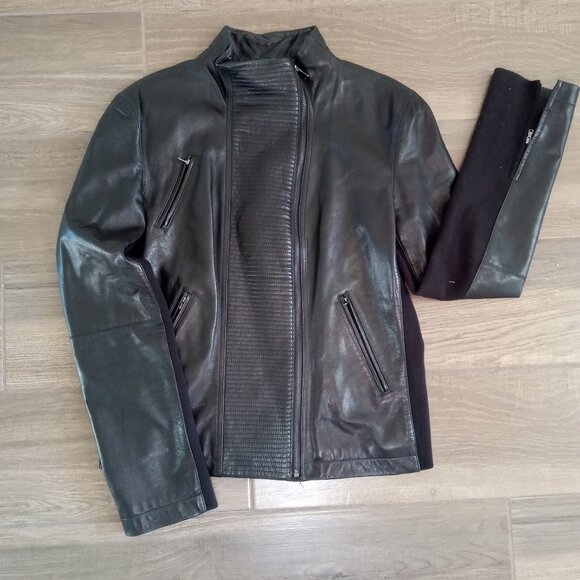 Kenneth Cole New York Jackets & Blazers - Black Leather Jacket Women's Size Large Kenneth Cole Zip Up Zipper Pockets